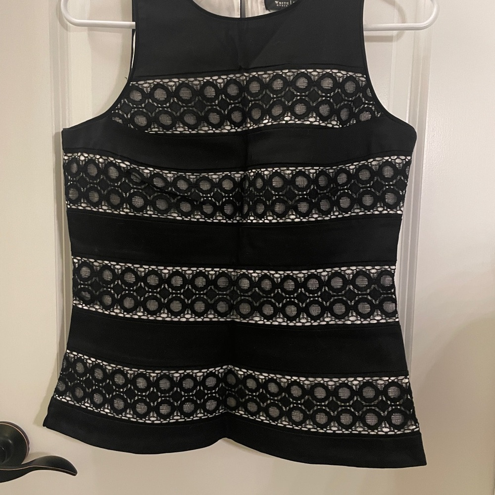 White House Black Market Black and White Lace Top